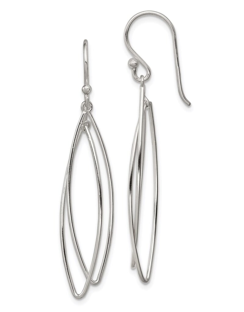 Sterling Silver Double Marquise Dangle Earrings
