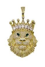 Sterling Silver CZ King Lion GP Pendant