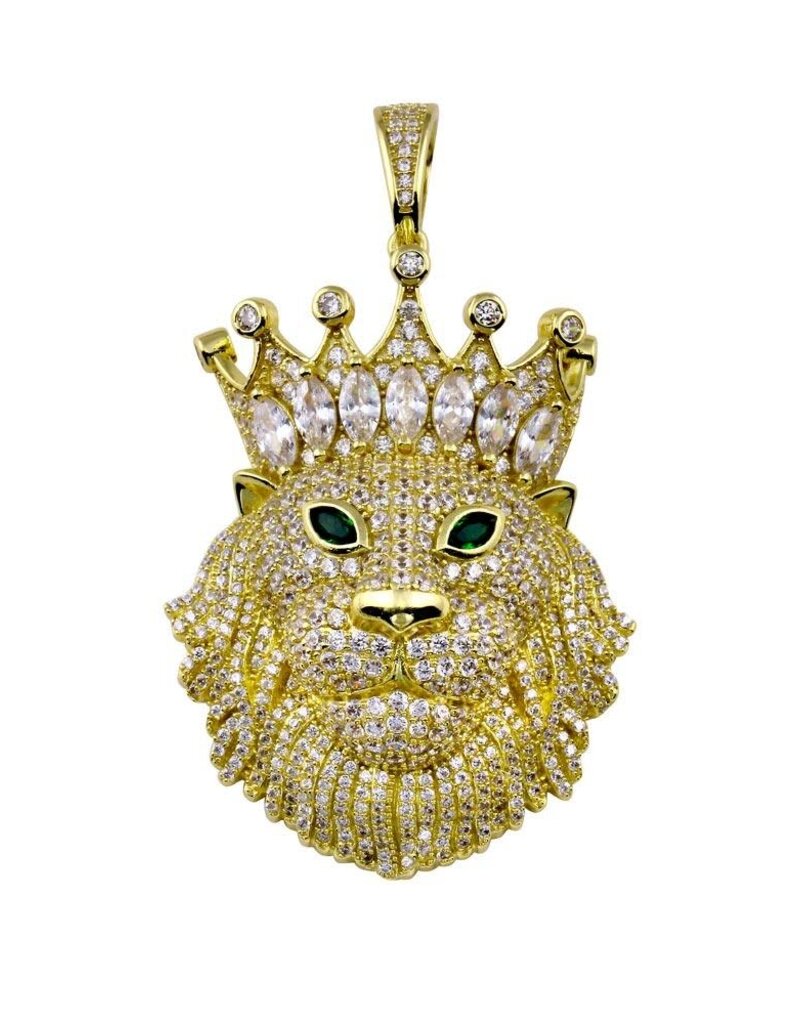 Sterling Silver CZ King Lion GP Pendant