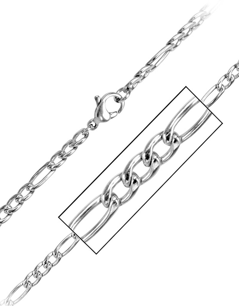 Stainless Steel 3.5mm Figaro Link Chain Necklace