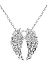 Sterling Silver Double Wing Cubic Zirconia Necklace 18"