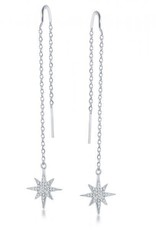 Sterling Silver Star CZ Threader Earrings