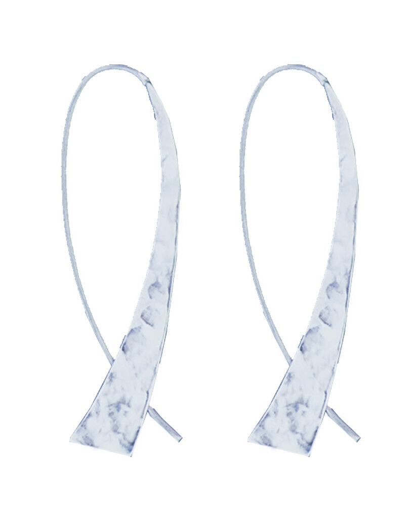 Sterling Silver Tapered Hammered Earrings 50mm