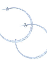 Sterling Silver Hammered 3/4 Hoop Post Earrings 38mm