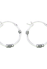 Sterling Silver Bali Hoop with Bead Earrings 20mm