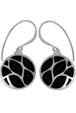 Sterling Silver Round Onyx Earrings 14mm