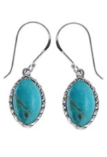 Sterling Silver Marquise Shape Turquoise Earrings 14mm