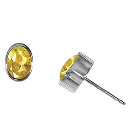 Oval Citrine Stud Earrings 7mm