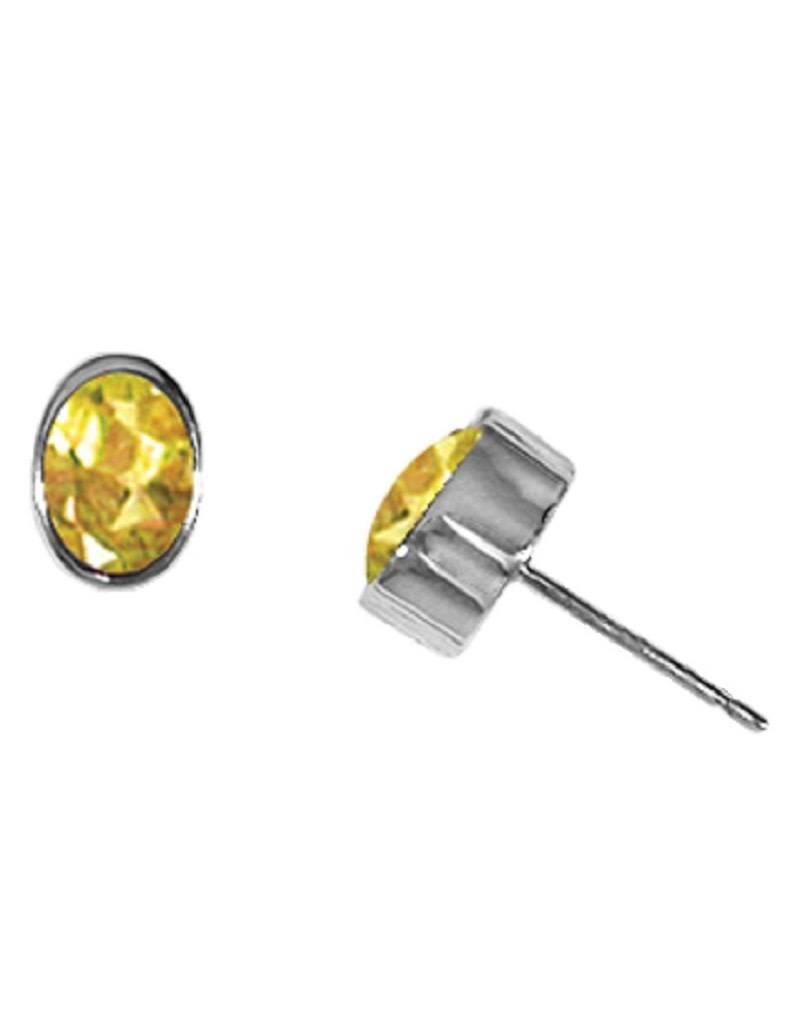 Sterling Silver Oval Citrine Stud Earrings 7mm