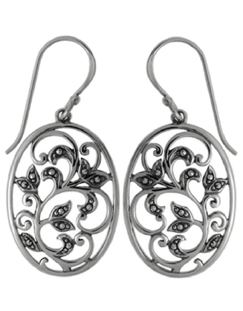 Oval Vine Marcasite Earrings 23mm