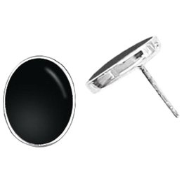 Oval Onyx Post Earrings 13mm