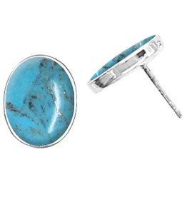 Oval Turquoise Post Earrings 13mm