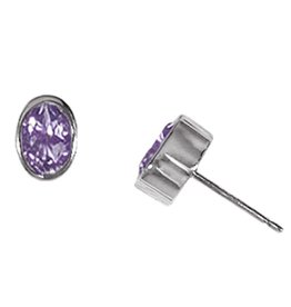Oval Amethyst Stud Earrings 7mm
