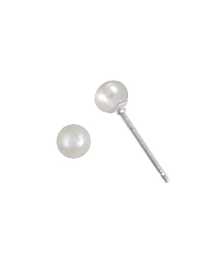 White Pearl Stud Earrings 4mm