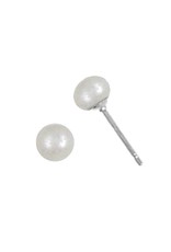 Sterling Silver White Pearl Stud Earrings 6mm