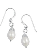 Sterling Silver White Freshwater Pearl Earrings 14mm