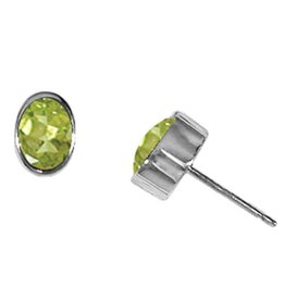 Oval Peridot Stud Earrings 7mm