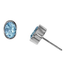 Oval Blue Topaz Stud Earrings 7mm