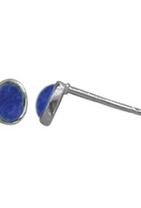 Sterling Silver Oval Synthetic Lapis Stud Earrings 5mm