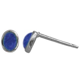 Synthetic Lapis Stud Earrings 5mm