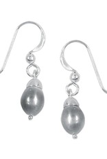 Sterling Silver Gray Freshwater Pearl Earrings 14mm