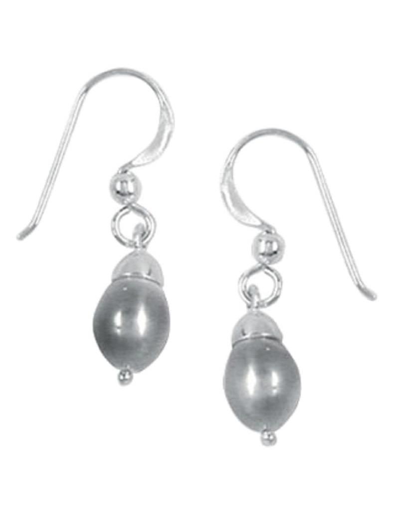 Sterling Silver Gray Freshwater Pearl Earrings 14mm