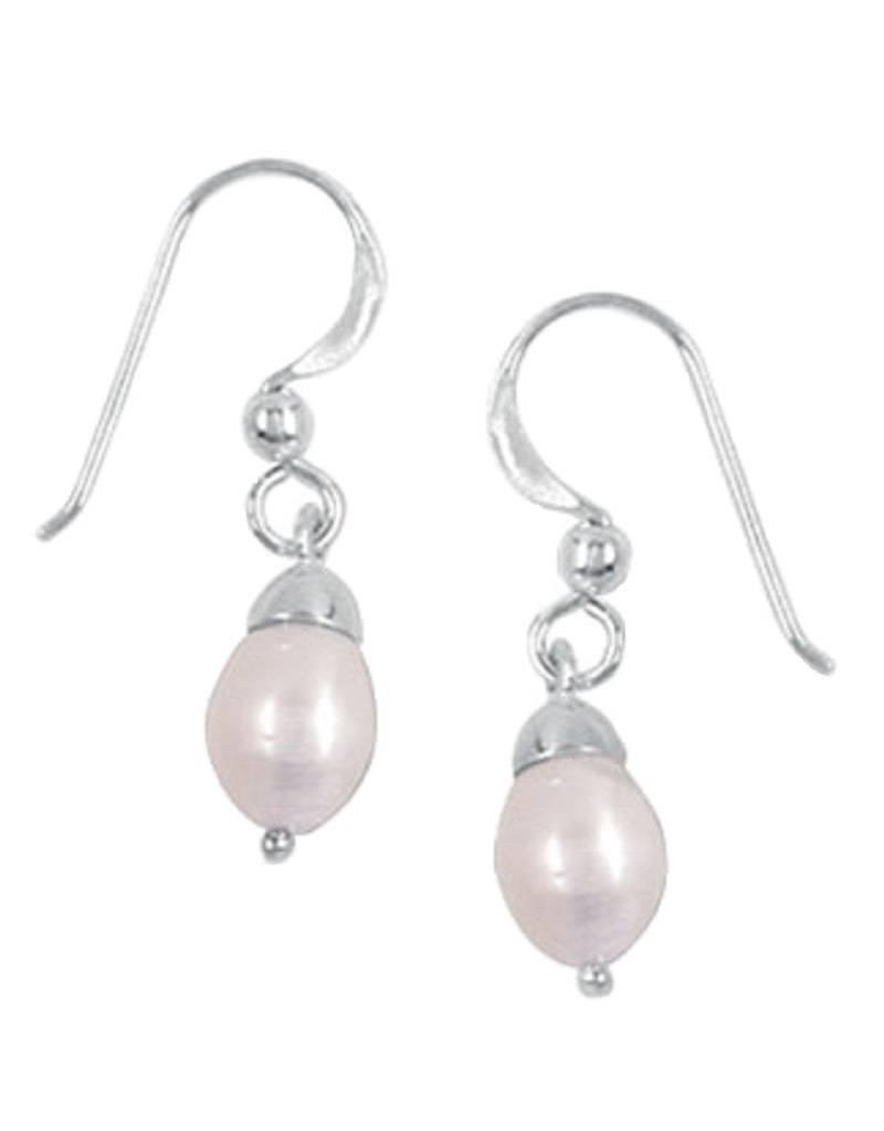 Sterling Silver Pink Freshwater Pearl Earrings 14mm