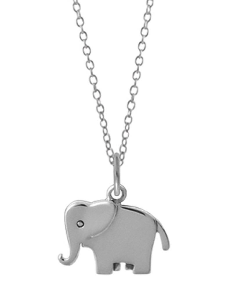 Sterling Silver Elephant Necklace 18"