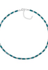 Sterling Silver Rectangle Turquoise Necklace 16"+2" Extender