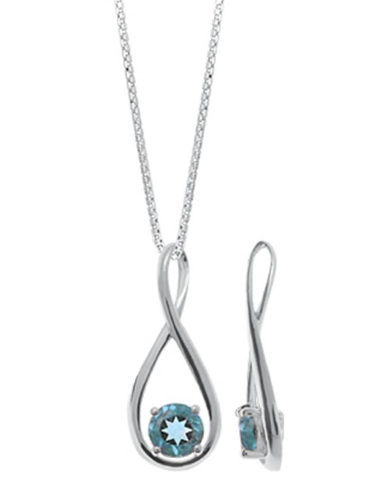 Sterling Silver Twist with Blue Topaz Slide Pendant 29mm (Chain Sold Separately)