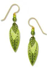 Three-Part Green Leaves Earrings
