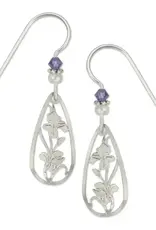 Silver Iris in Teardrop Frame Earrings