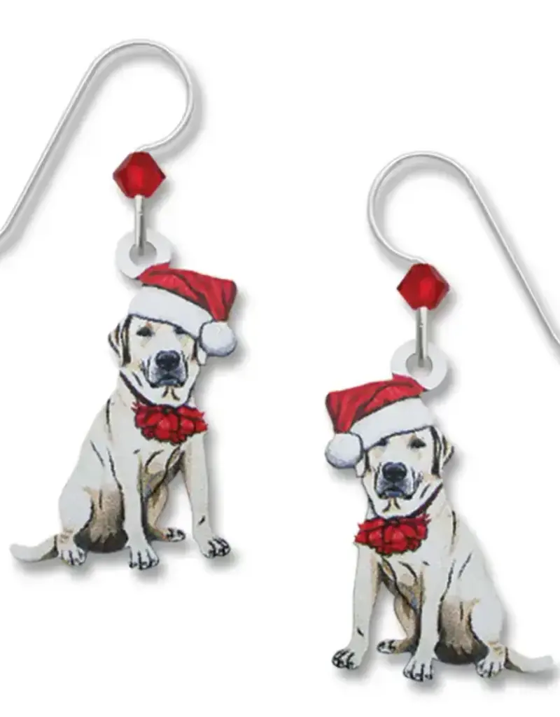 Lab with Santa Hat Earrings