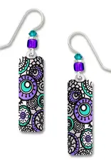 White Column Earrings with Lavender Circles