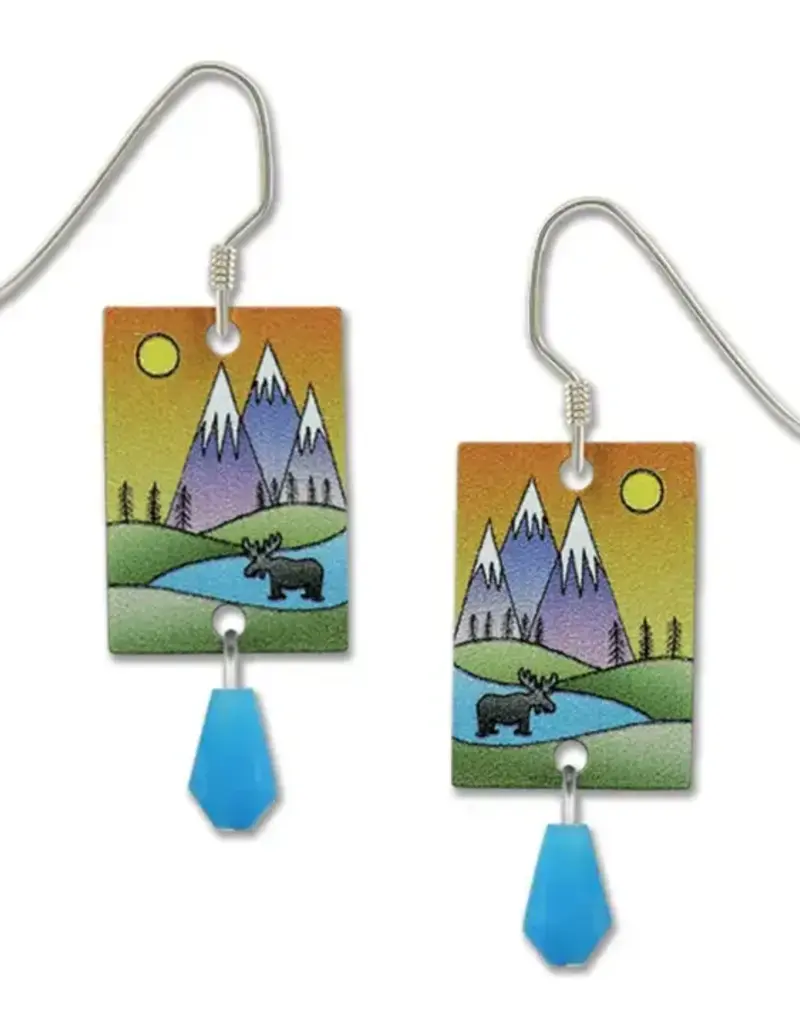 Mountain Scene Moose Earrings