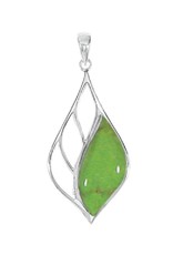 Sterling Silver Green Turquoise Pendant 37mm