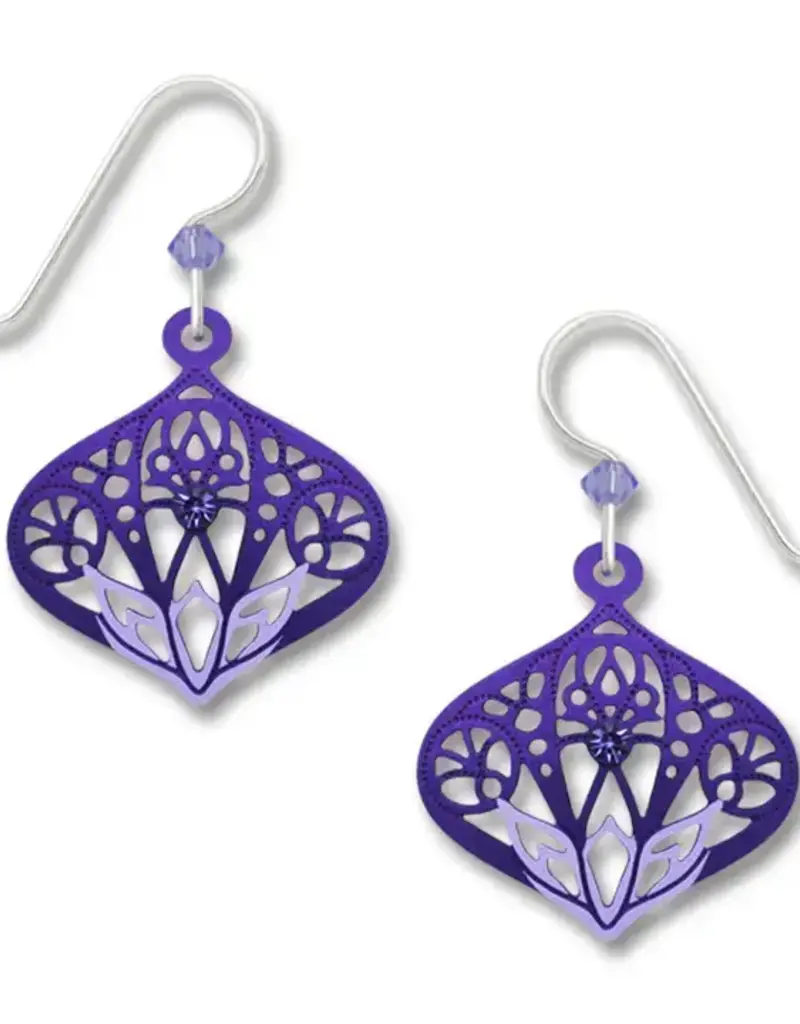 Purple Moroccan-Style Filigree Drop Earrings
