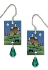Mountain Scene Wolf Earrings