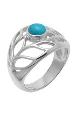 Sterling Silver Leaf Turquoise Ring