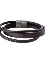 Men's Multi Strand Brown Leather Bracelet 8.75"
