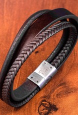 Men's Multi Strand Brown Leather Bracelet 8.75"