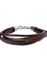 Men's Multi-Strand Brown Leather Bracelet 8.5"
