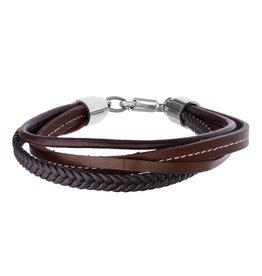 Multi Brown Leather Bracelet  8.5"
