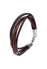 Men's Multi-Strand Brown Leather Bracelet 8.5"