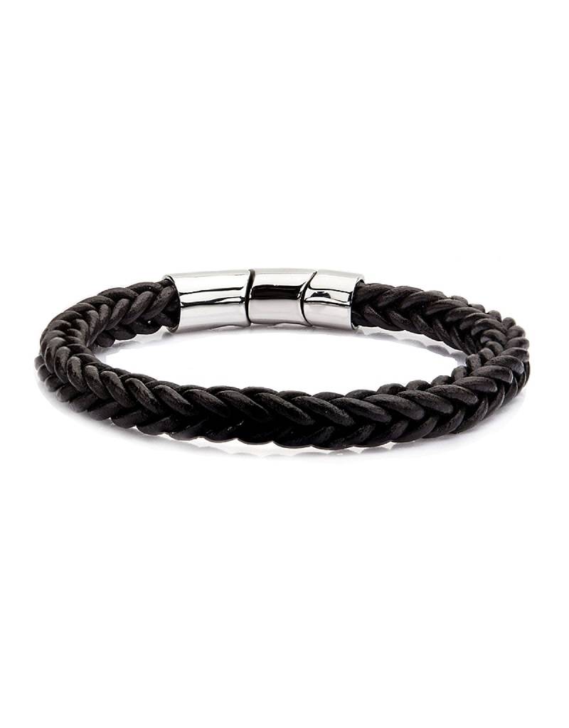 Braided Brown Leather Bracelet 8.5"