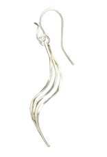 Sterling Silver Triple Wave Earrings 34mm