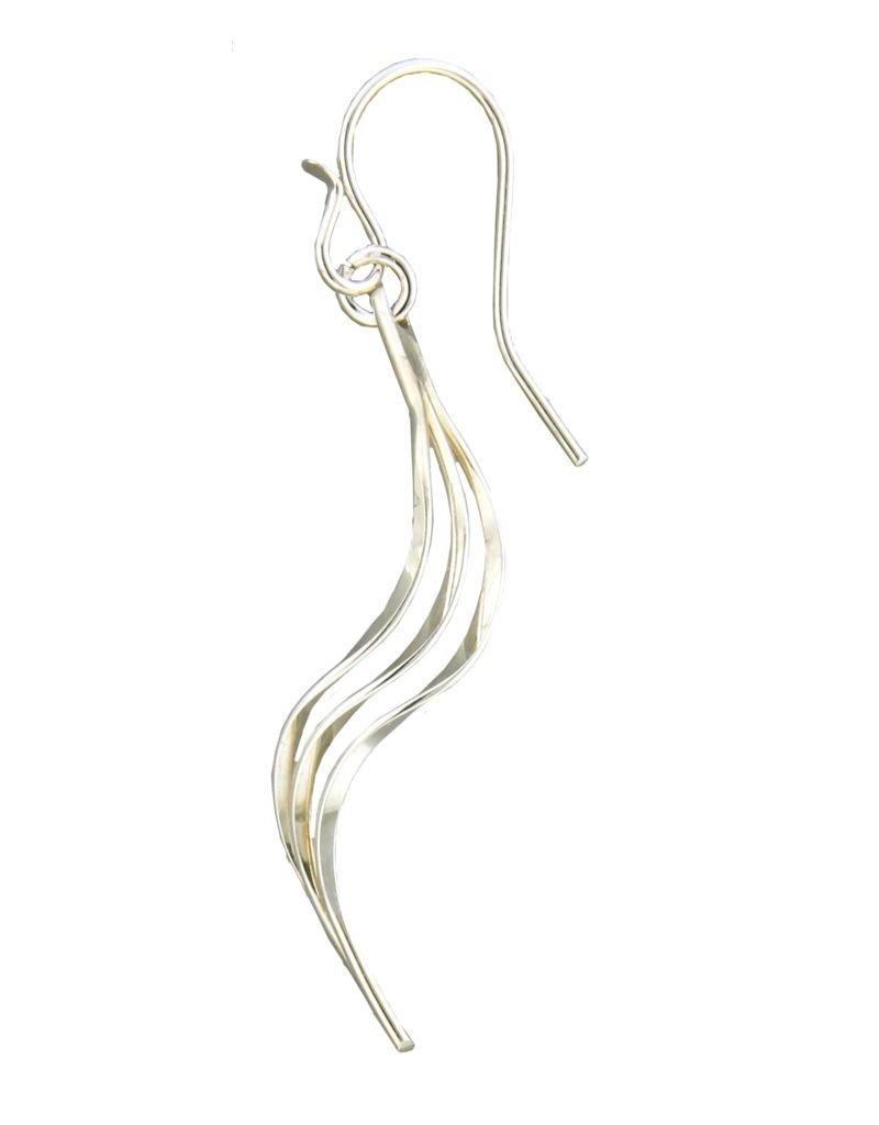 Sterling Silver Triple Wave Earrings 34mm