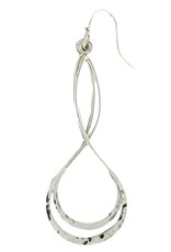 Sterling Silver Hammered Double Drop Earrings 50mm