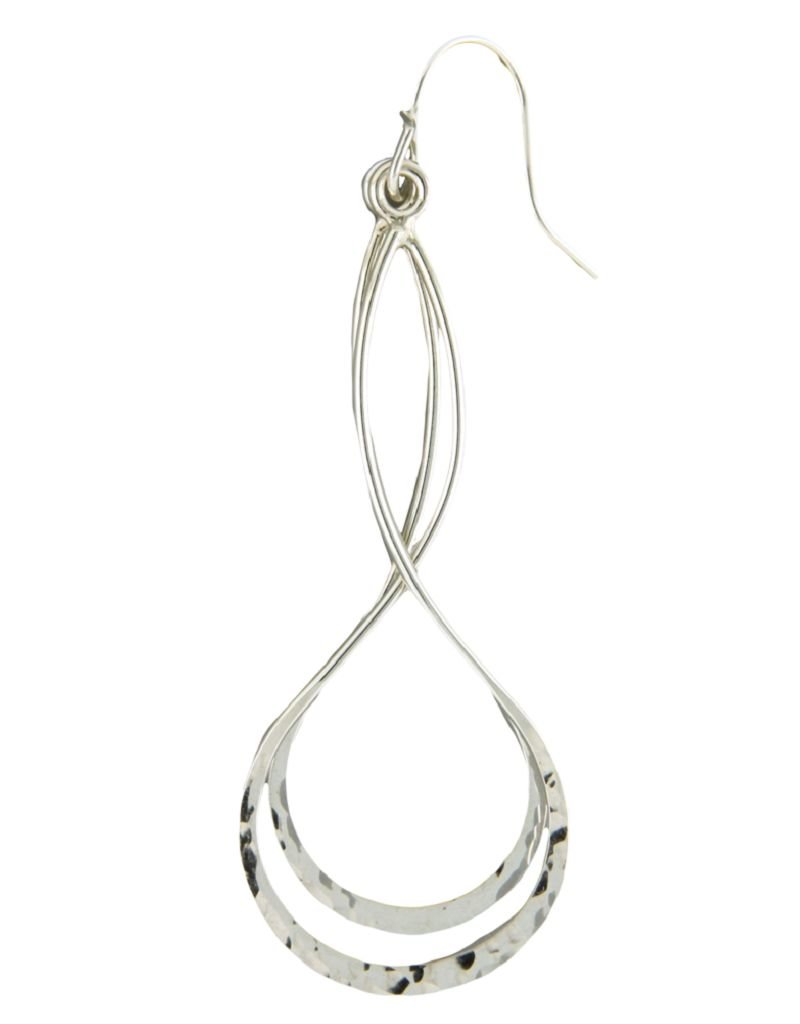 Sterling Silver Hammered Double Drop Earrings 50mm