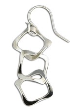 Sterling Silver 3 Square Link Earrings 32mm
